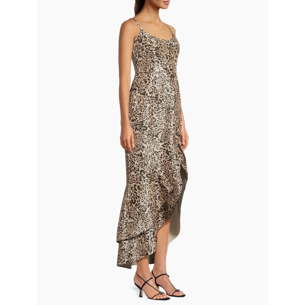 New! Hutch Alma Leopard Print Jacquard Midi‎ Dress Size 6 $339